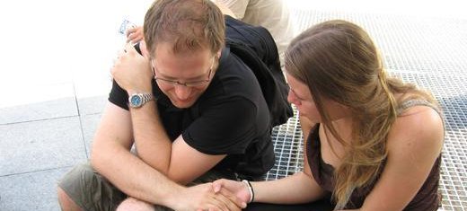 Praying with a young man at the World Cup 2006